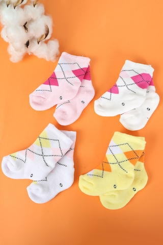 Pamuklu 6'lı Yenidoğan Bebek Kışlık Havlu Çorap Pembe