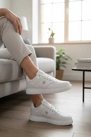 Enoch Suni Deri Beyaz Düz Tabanlı Erkek Casual Sneaker Ayakkabı Beyaz