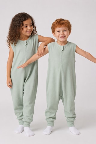 Babyhola 1 Tog Yazlık Çocuk Uyku Tulumu 1-8 Yaş Unisex Kısa Kollu %100 Pamuk Waffle 2702 Mint
