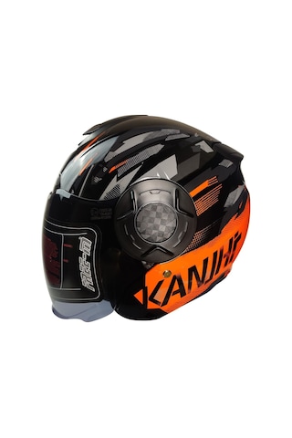 Motoanl Motosiklet Arrow Yarım Double Güneş Vizörlü Abs Material Kapalı Kask Turuncu