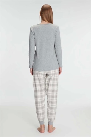Anıl Pamuklu Uzun Kol Pijama Takımı Gri