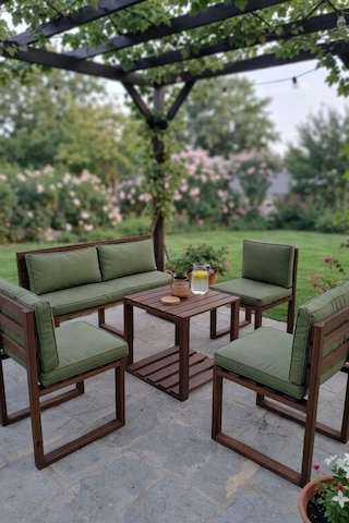 Ahşap Bahçe/balkon Oturma Takımı Kahverengi