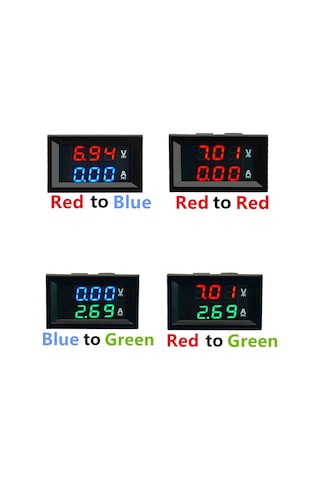 10a-red-blue-dc0-100v 10a Led Dijital Voltmetre Ampermetre Araba Motosiklet Gerilim Akım Ölçer Volt Dedektörü Test Cihazı Monitör Paneli