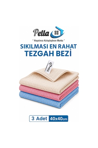 3 Renk İthal Mutfak Bezi Mikrofiber -yüksek Emici Havlu 40x40 Cm Mavi - Pembe - Gri