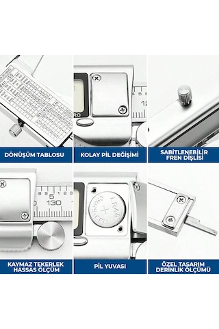 Paslanmaz Çelik Dijital Göstergeli Kumpas 150mm Kalınlık Ölçer