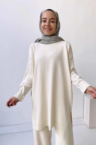 Kahijab Anje Triko Tunik - Taş Krem