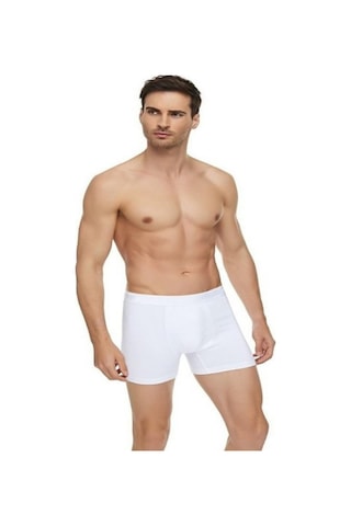 Tutku Erkek Beyaz 8Li Likralı Boxer 001