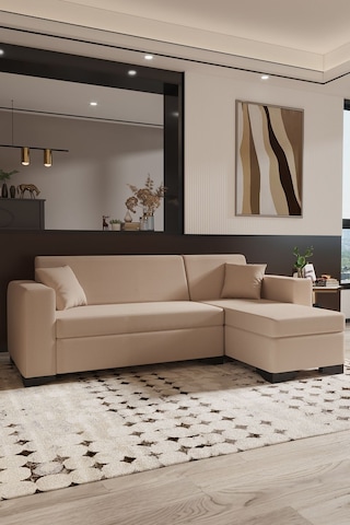 Modalife Toronto Salon & Oturma Odası Uzanmalı Köşe Takımı & L Koltuk Krem