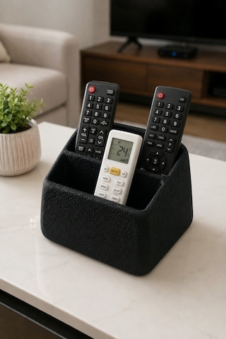 Masa Üstü Kumandalık Organizer Çok Bölmeli Tv Klima Kumanda Standı Düzenleyici 16x13x9.6 Cm Siyah