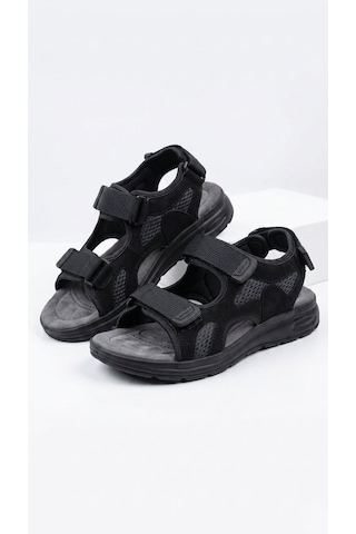 Stil Shoes Erkek Cırt Cırtlı Siyah Günlük Sandalet Anatomik Taban Spor Sandalet 45002