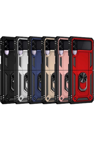 Mobilteam Galaxy Uyumlu Z Flip 3 Kılıf Vega Kapak - Kırmızı Kirmizi