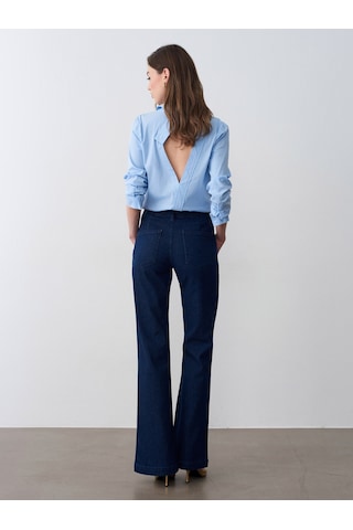 Dilvin 72309 Dikiş Detaylı Flare Jean-lacivert