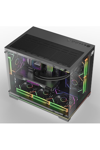 Orion Neon 6x Argb Fan Kumanda Ve Kontrolcü Micro Atx Boş Bilgisayar Kasası Siyah
