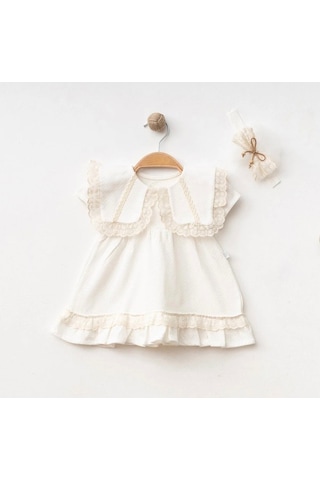 Işıl Baby Dantel Yaka Detaylı Elbise Ekru