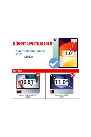 Xiaomi Redmi Pad Se 11inç Modeli Uyumlu Kılıf Tutmalı Silikon Kılıf Ekran Koruyucu Kalem Arka Kapak