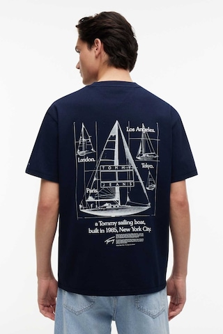 Tommy Hilfiger Tjm Rlx Saılboat Ss Tee Erkek Mavi T-shirt - Dm0dm23184