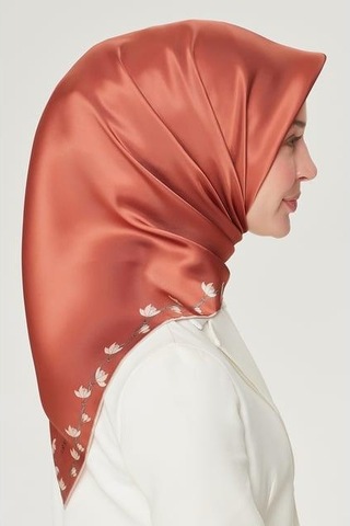 Armine İpek Eşarp Nostalji - 8553-84 Kiremit Twill Kiremit