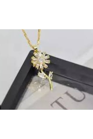 Stainless Steel Çelik Kolye Gold Papatya 40 Cm+5 Cm
