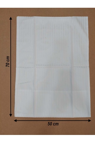 Otel Yastık Kılıfı Yollu Pamuk Saten Kapaklı Beyaz 50x70 Cm 6'lı