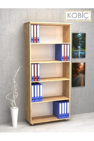 Kobiç Ofis Dosya Dolabı Raflı Suntalam Dolap 70x35x185 Cm Meşe Meşe