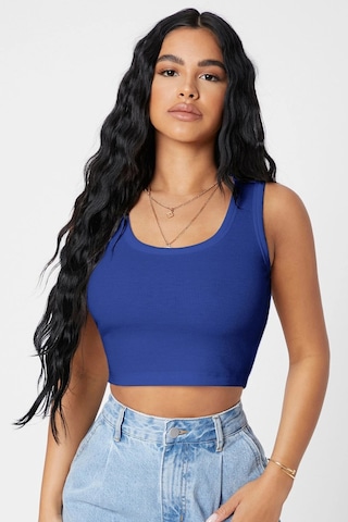 Angbutik Kadın Lacivert Kare Yaka Crop Top Bluz