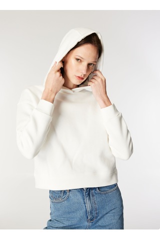 Mustang Ekru Kadın Kapüşon Loose Fit Düz Sweatshirt M4wl-swt-1936