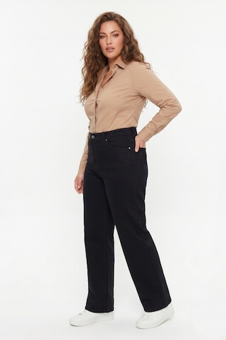 Dekploy Kadın Yüksek Bel Wide Leg Denim Bol Pantolon Bgl-st05449 Siyah