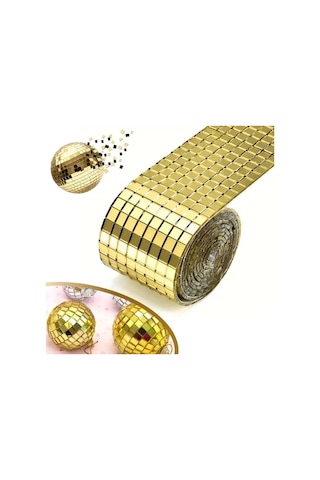 1 Metre Uzunluğunda Gold Renk Aynalı Mozaik Taşlı Dekor Bandı 4 Cm X 1 Mt - Af03yt0003yu