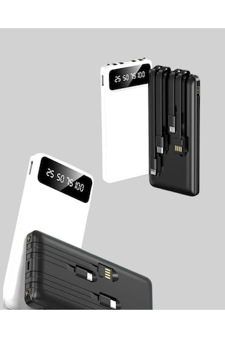 Mey İthalat Led Işıklı 20.000mah Powerbank Lcd Gösterge Dahili Çoklu Kablo Yeni Nesil Diğer