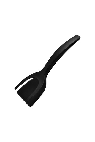 Leezsing Siyah Nylon 2'li İşlevli Mutfak Araçları -牛排 Yumurta Ve Pastırma İçin Döndürme Spatula İle夹