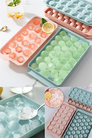 Küre Buz Kalıbı Kapaklı 33 Hazneli Yuvarlak Buz Kalıbı Kokteyl Sunum Buz Kalıbı Diğer