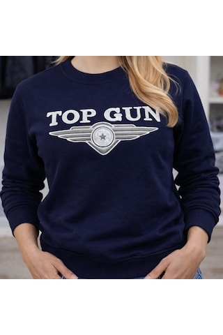Top Gun Nakıslı Sweat Blu Mavi