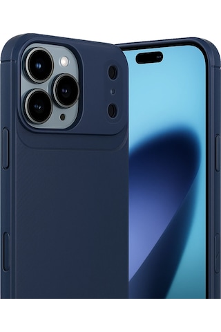 Apple Uyumlu iPhone 17 Pro Max Kılıf Focus Carbon Silikon Kapak Lacivert