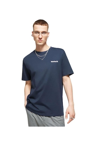 Timberland Small Linear Logo Print Erkek T-shirt Tb0a5qqt4331 Mavi