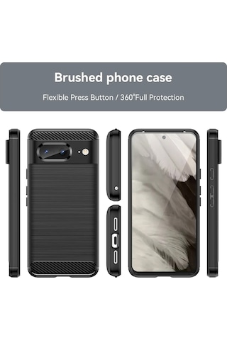 Google Pixel 8 Pro Brushed Carbon Fiber Silikon Kılıf - Al3332