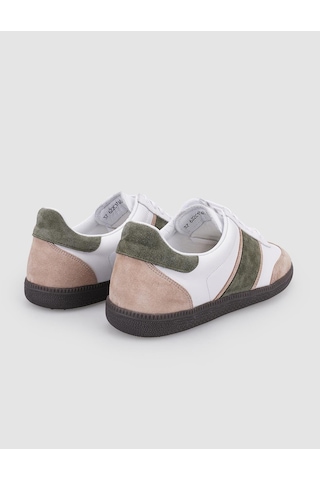Cabani %100 Hakiki Deri Beyaz Bağcıklı Kadın Sneaker Beyaz