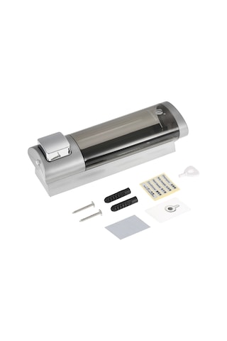 Hombey Duvar Tipi Tek Başlı El Sabunu Dağıtıcısı - Manuel Basma Özelliğiyle Banyo/ Mutfak Sabunluk - 200ml Kapasite, İki Yollu Monte Delme/ Yapıştırma - Gümüş Renkli Abs Malzeme Gümüş