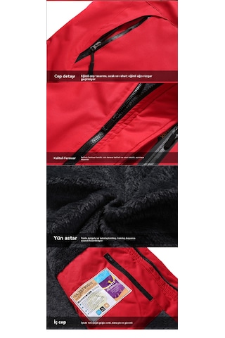 Kadın Outdoor Ceketi, Kayak Dağcılık Ceketi Kırmızı Kırmızı