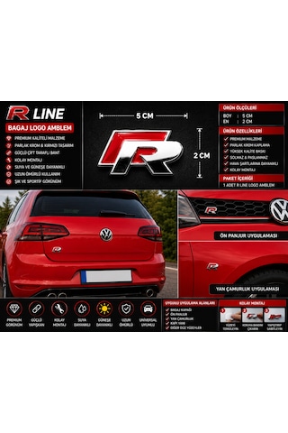 R Logo Bagaj Amblem Krom Kırmızı Premium Tasarım 0