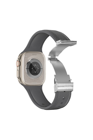 Watch 40mm Amazingthing Titan Swift Deri Dokulu Silikon Kordon Gri
