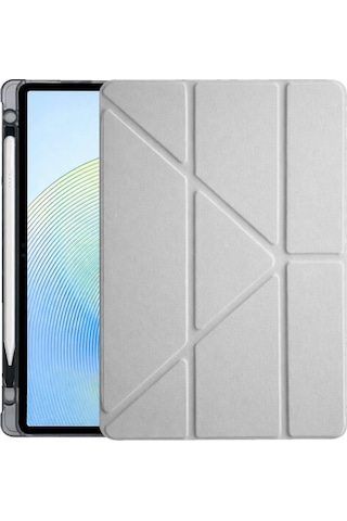 Xiaomi Redmi Pad 2 Kalemlikli Mars Tablet Kılıfı - Gri Arka Kapak
