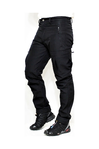 Mudwill Siyah Zipper Kargo Cepli Softshell Pantolon Siyah