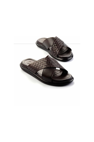 Bambi Kahve Leather Erkek Terlik E04433045043 Kahve