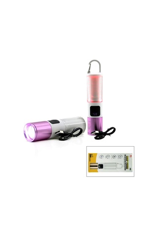 Kırgıl-005 El Feneri 2in1 6 Fonksiyon Işık Doğal Kamp Zoom Renkli Çok Amaçlı Usb Şarjlı Askı Mandalı Çok Renkli