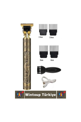 Premium T Bıçak 4 Taraklı Sakal Ense Çizik Şekillendirme Şık Tasarım Kablosuz Şarjlı Tıraş Makinesi 1 - 2 Saat