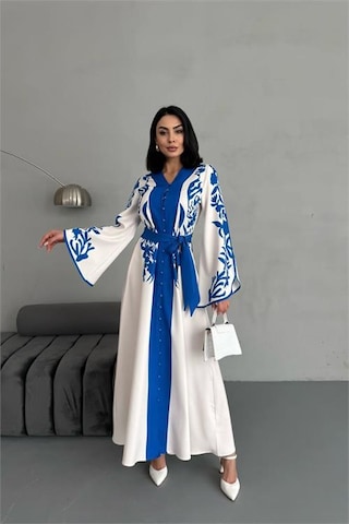 Neşeli Butik Kadın Atlas Kumaş Düğme Detaylı Elbise Nbms2507 Mavi
