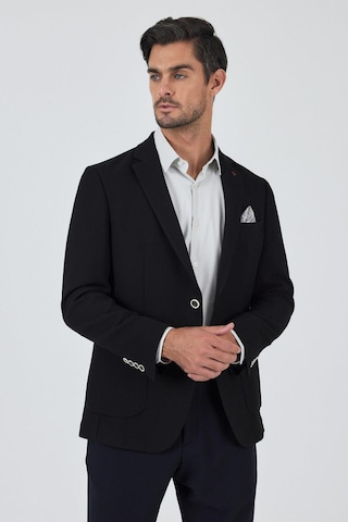 İmza Siyah Mono Yaka Gofreli Esnek 6 Drop Slim Fit Casual Ceket 1002250125 Siyah