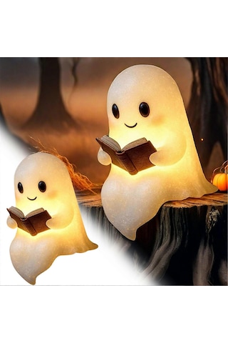 Sevimli Hayaletler Okuma Kitabı Lambası - Cadılar Bayramı, Masa Ve Oturma Odası Dekoru İçin Işıklı Hayalet Heykelleri, İç Mekan Ve Tatil Vurguları İçin Mükemmel - Happy Çok Renkli