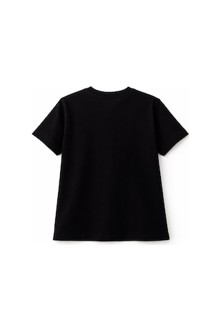 Mixray 2056 Kadın %100 Pamuk Kalp Nakışlı Bisiklet Yaka T-shirt Siyah Siyah