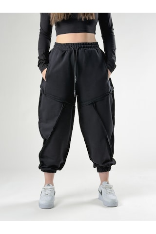 Cocopelli Dikiş Detaylı Siyah Kadın Jogger Pantolon Coc2758 Siyah